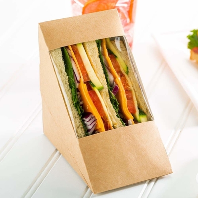 Biologisch afbreekbare hamburger Wegwerp voedselverpakkingsdoos Driehoek sandwichtas