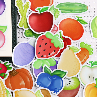 Groente Fruit Gestanst Kiss Cut Stickers Rol Ananas Druif Peer Bosbes