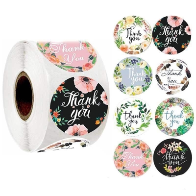 OEM polyester bloem bruiloft dank u stickers bruids douche cadeau tag